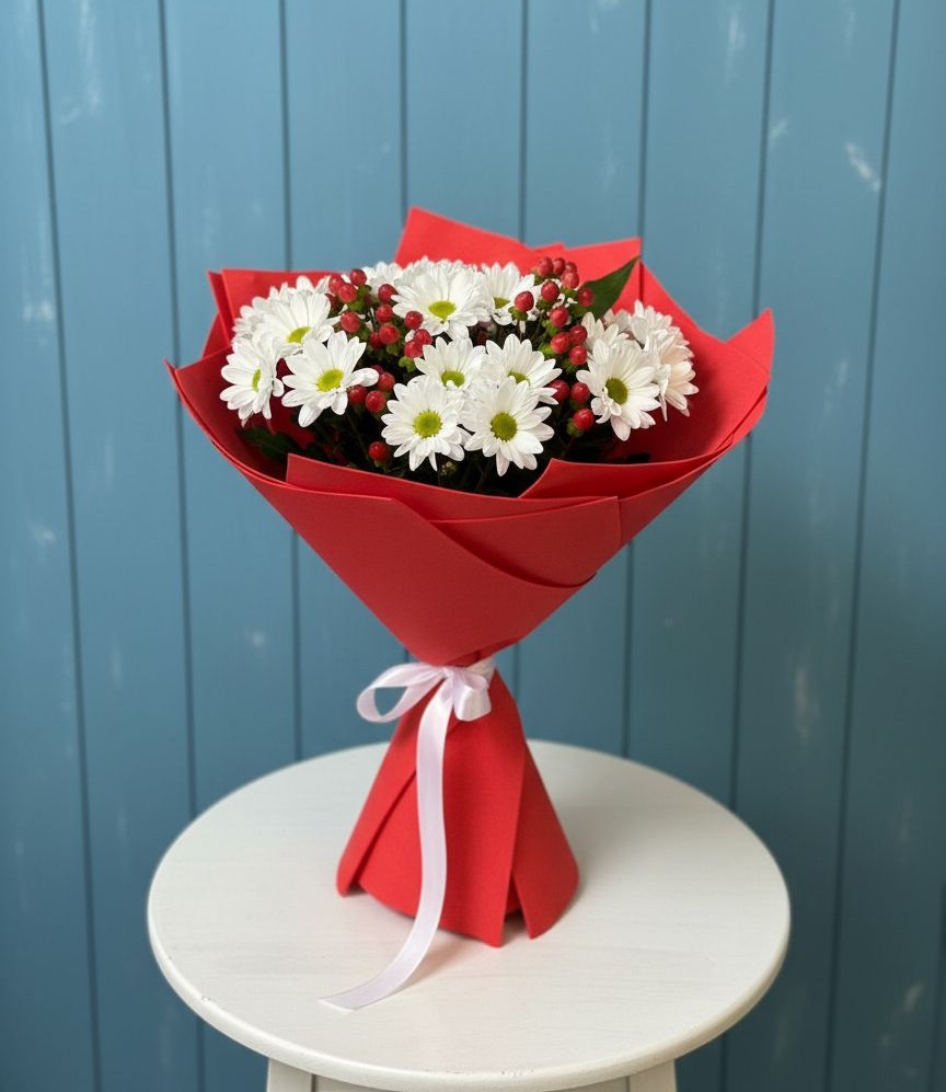 Букет цветов из: Хризантемы в Среднем