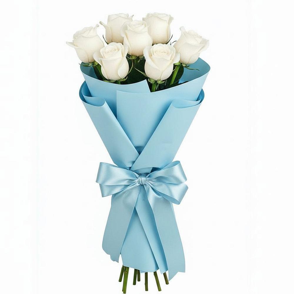 Букет 7 белых роз Проуд в Среднем