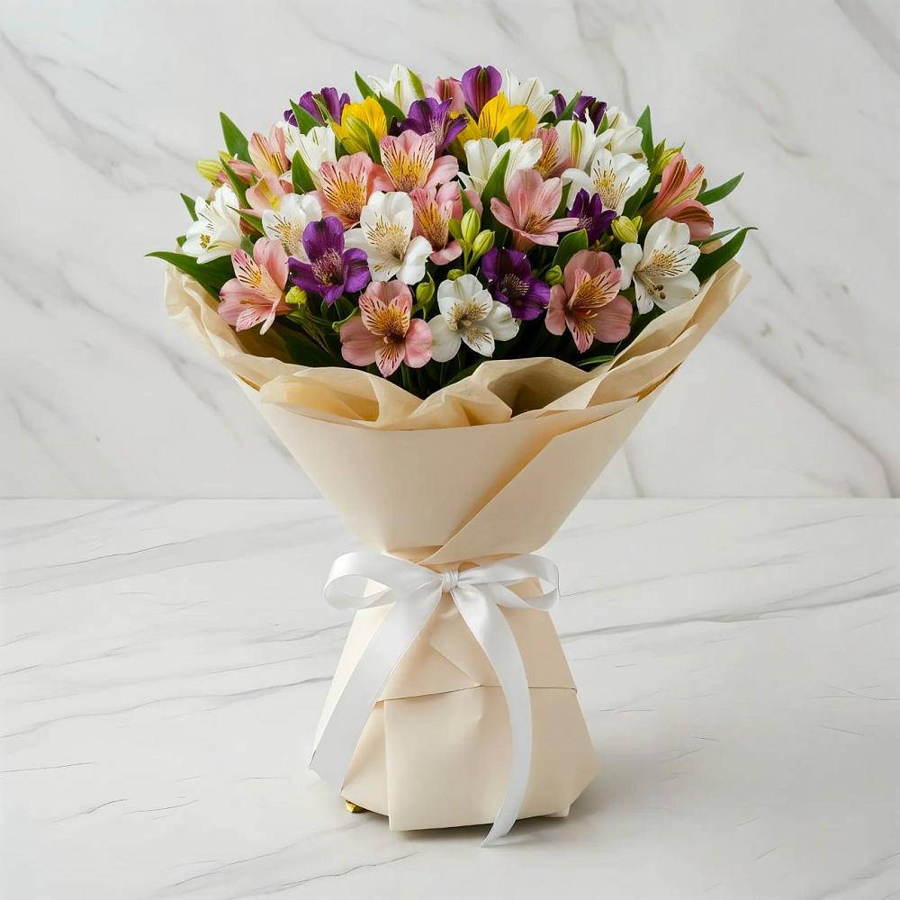 Букет цветов из: Альстромерии в Среднем