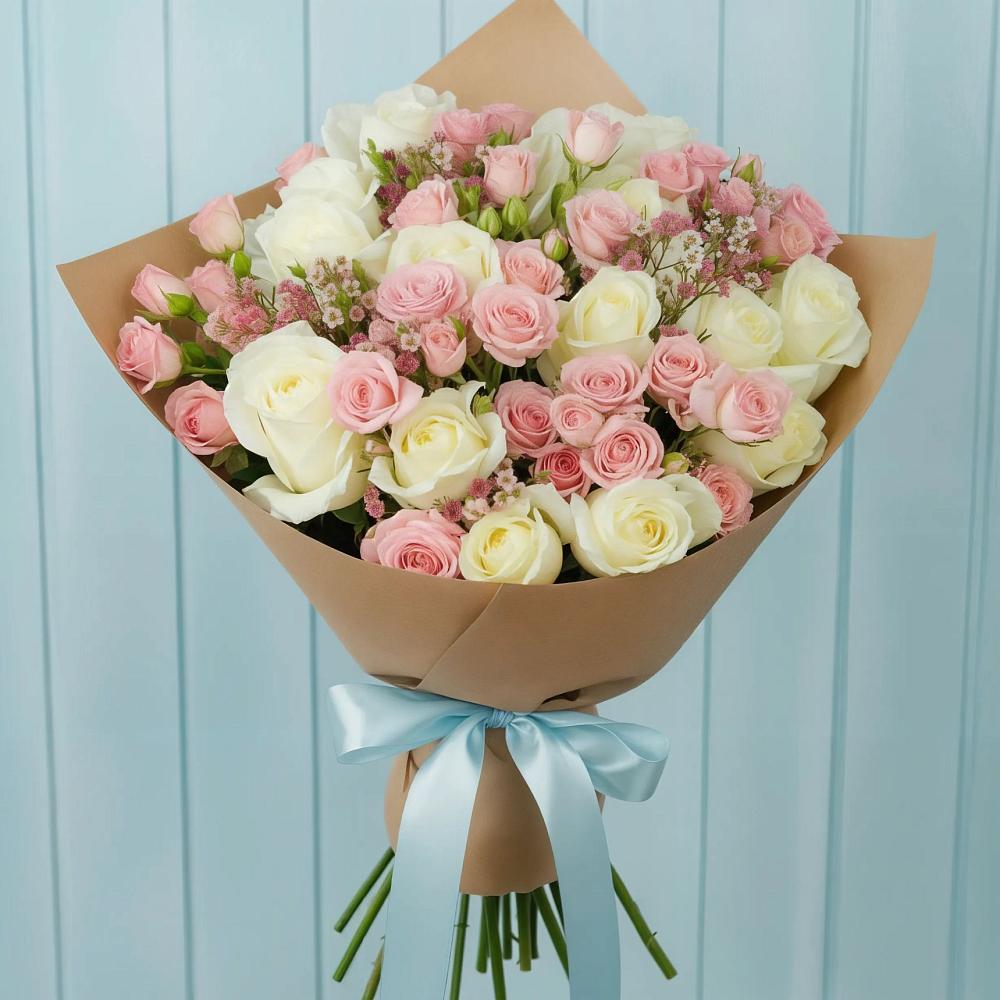Букет цветов из: Розы в Среднем