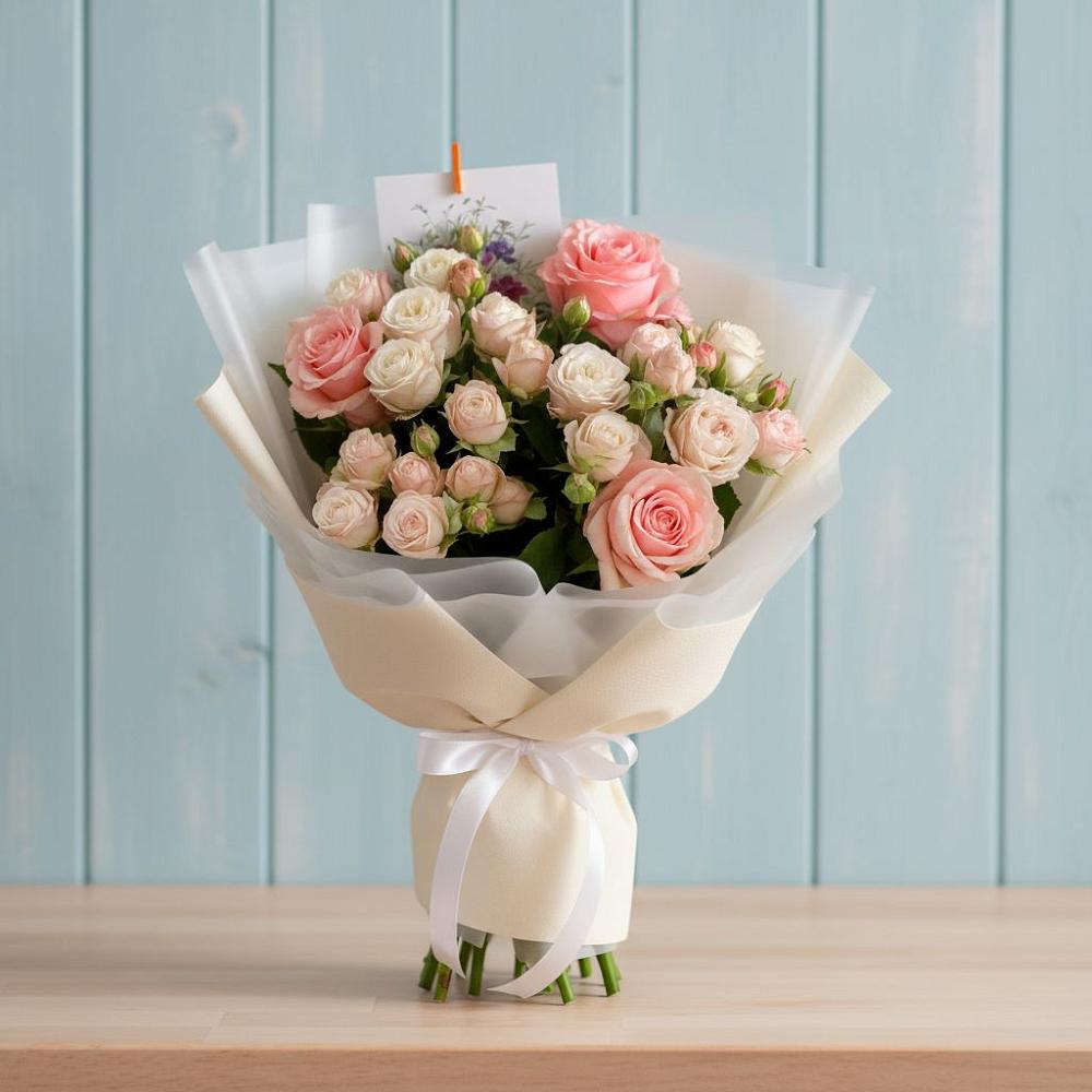 Букет цветов из: Розы в Среднем