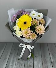 Букет цветов из:  Розы, Герберы и Хризантемы в Среднем