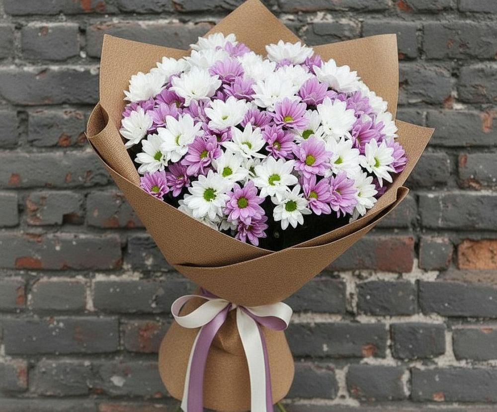 Букет цветов из: Хризантемы в Среднем