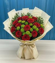 Букет цветов из:  Розы и Хризантемы в Среднем