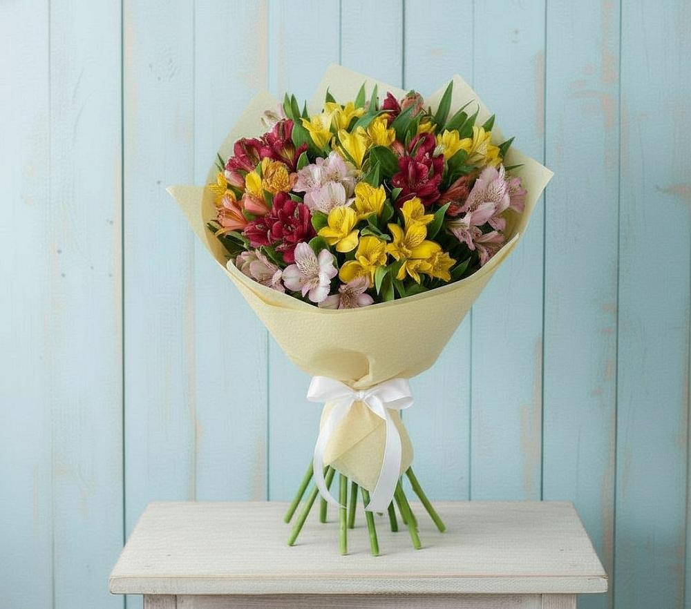 Букет цветов из: Альстромерии в Среднем